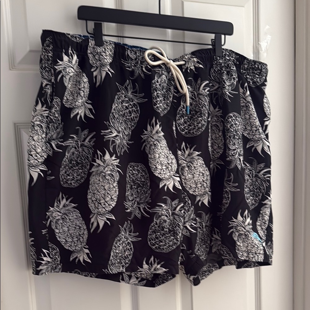 Tommy Bahama Black and White Swim Trunks Pineapple Print